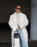 Woochic veste pour femmes col revers en peluche manches longues
