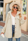 Woochic veste pour femmes col revers en peluche simple boutonnage abricot S