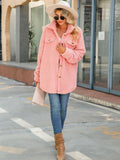 Woochic veste pour femmes col revers en peluche simple boutonnage