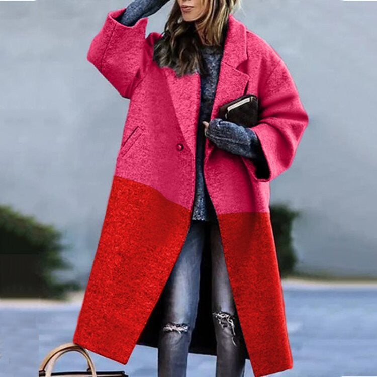 Woochic veste pour femmes col revers en tweed à carreaux rouge S