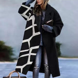 Woochic veste pour femmes col revers en tweed à carreaux noir S
