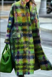 Woochic veste pour femmes col revers en tweed à carreaux vert S