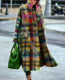 Woochic veste pour femmes col revers en tweed à carreaux