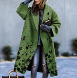 Woochic veste pour femmes col revers en tweed imprimée vert 7 S