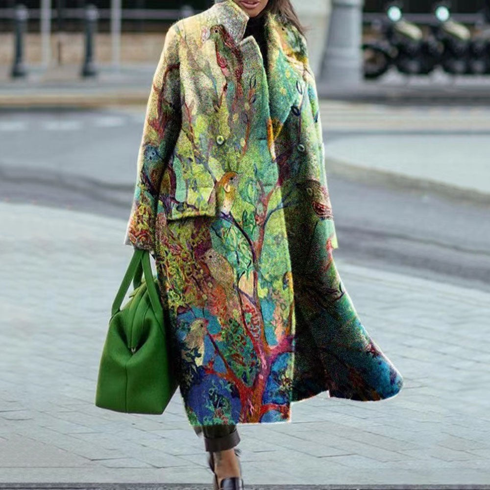 Woochic veste pour femmes col revers en tweed imprimée vert 5 S