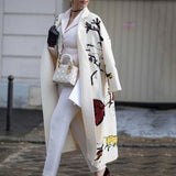 Woochic veste pour femmes col revers en tweed imprimée blanc S