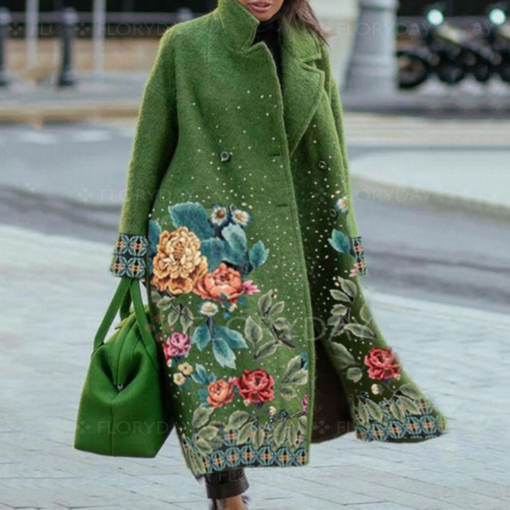 Woochic veste pour femmes col revers en tweed imprimée vert 8 S