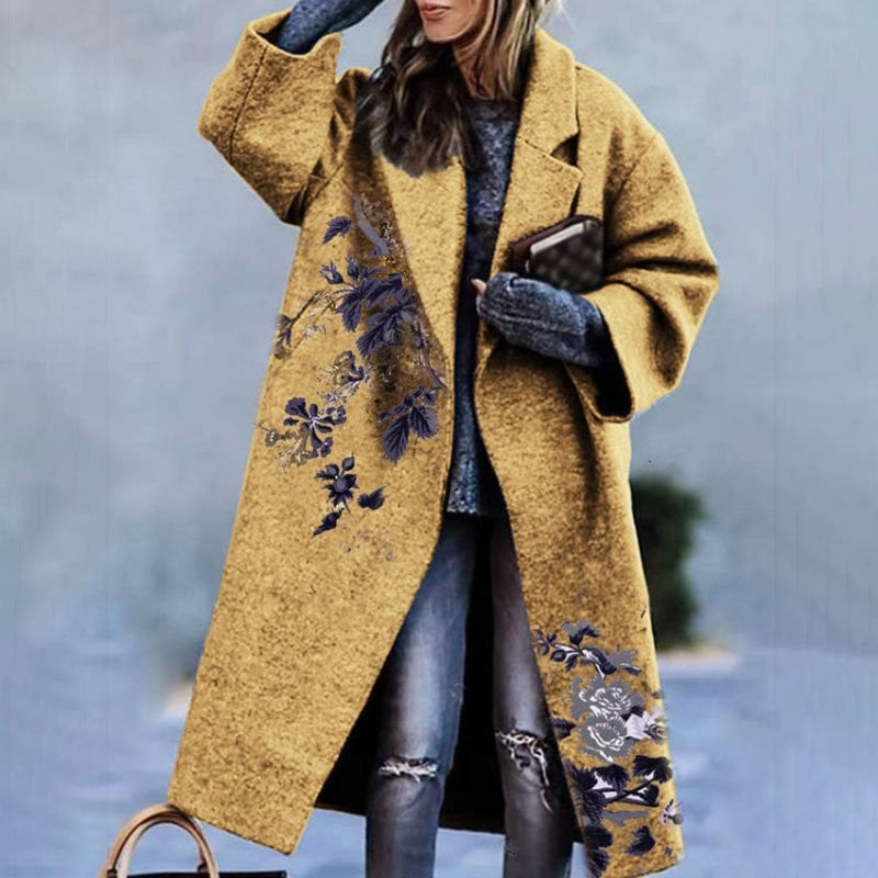 Woochic veste pour femmes col revers en tweed imprimée jaune S