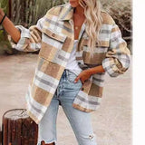 Woochic veste pour femmes col revers en tweed imprimée à carreaux jaune 2 S