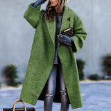 Woochic veste pour femmes col revers en tweed manches longues vert S