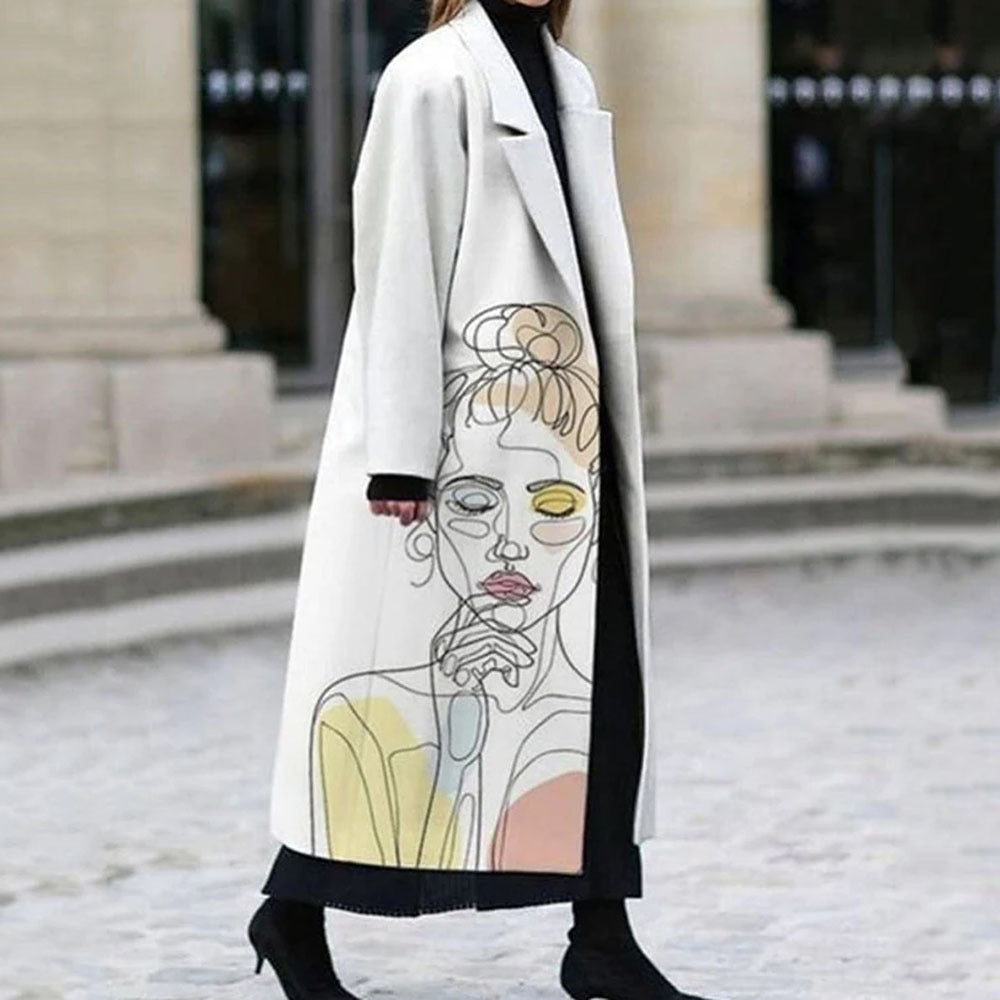 Woochic veste pour femmes col revers en tweed motifs abstraits, design