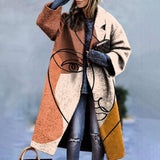 Woochic veste pour femmes col revers en tweed motifs abstraits, design
