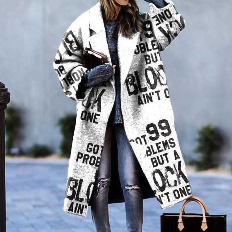 Woochic veste pour femmes col revers en tweed motifs abstraits, design