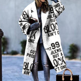 Woochic veste pour femmes col revers en tweed motifs abstraits, design
