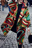 Woochic veste pour femmes col revers imprimé manches longues