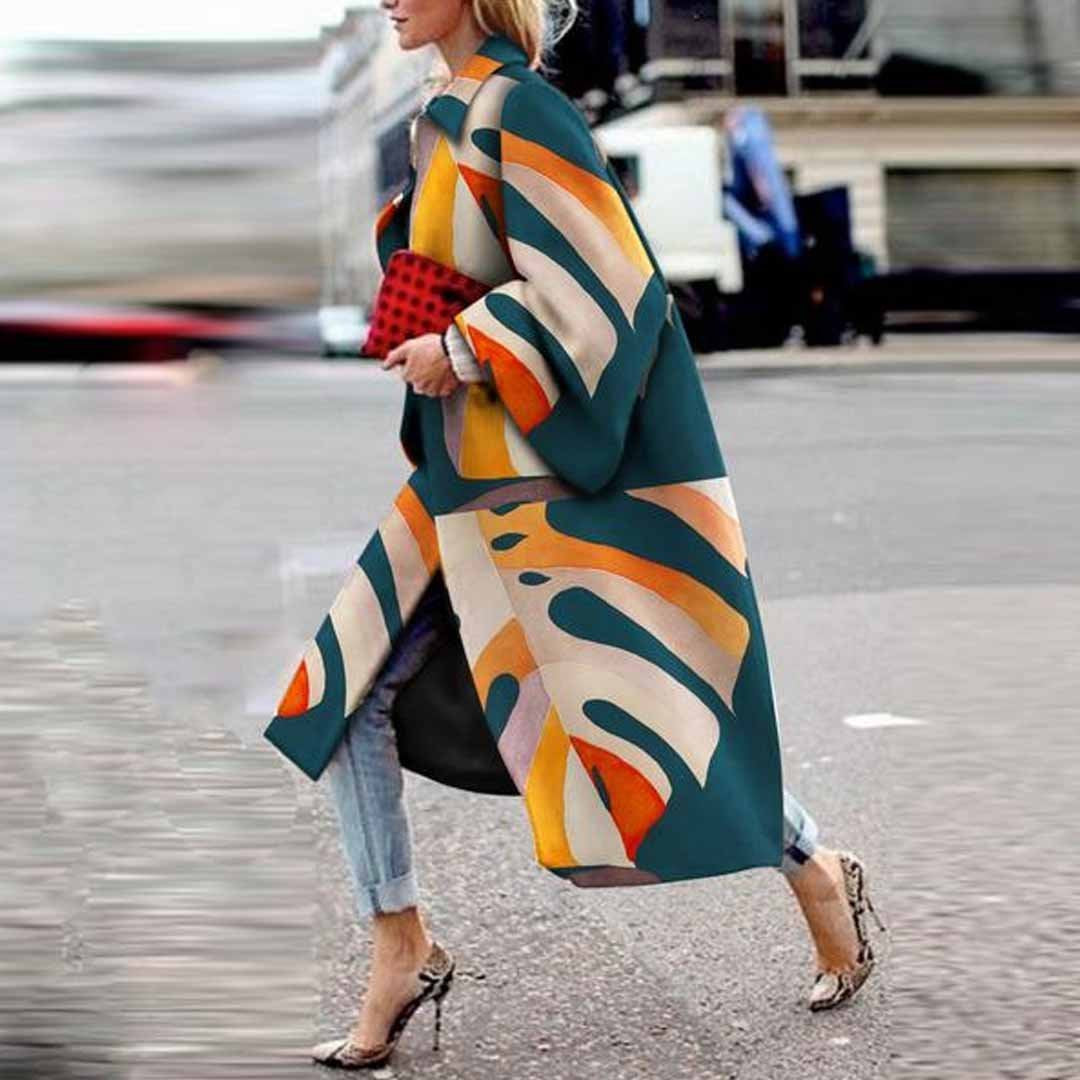 Woochic veste pour femmes col revers motifs géométriques vert S
