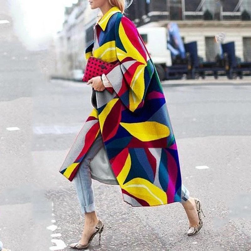 Woochic veste pour femmes col revers motifs géométriques jaune S