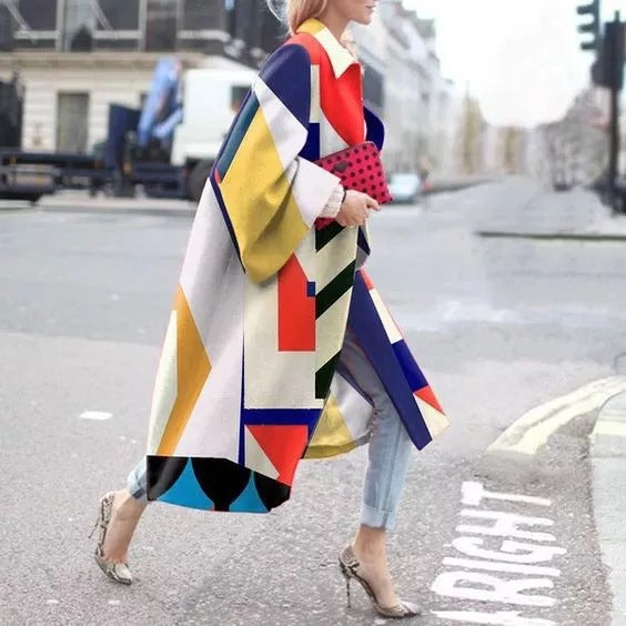 Woochic veste pour femmes col revers motifs géométriques blanc S