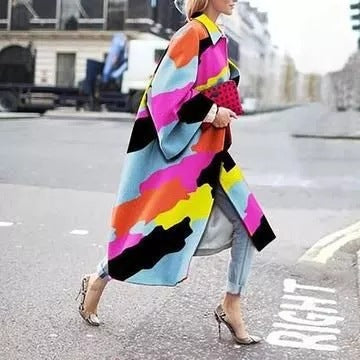 Woochic veste pour femmes col revers motifs géométriques