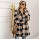 Woochic veste pour femmes en peluche à carreaux contrastées kaqi S