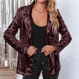 Woochic veste pour femmes sequins à manches longues décontractée rouge vineux S