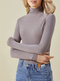 Woochic vêtement d'intérieur unicolore col montant manches longues femme Gris clair S