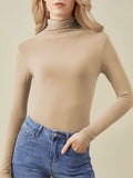 Woochic vêtement d'intérieur unicolore col montant manches longues femme Khaki S