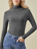 Woochic vêtement d'intérieur unicolore col montant manches longues femme Gris foncé S