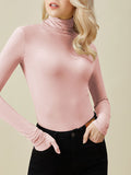 Woochic vêtement d'intérieur unicolore col montant manches longues femme Rose S