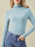Woochic vêtement d'intérieur unicolore col montant manches longues femme Bleu S