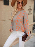 Woochic pull col en rond imprimé léopard dessin coloré abricot S