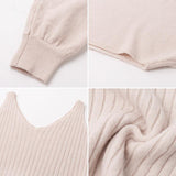 Woochic two-piece sweater dress round neck straps batwing sleeves