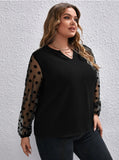 Woochic Haut grande taille col en V tulle pois   