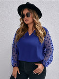 Woochic Haut grande taille col en V tulle pois   