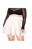 Woochic Jupe Plissée Rétro Évasée Haute Taille Élastique pour Femme blanc L
