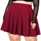 Woochic Jupe Plissée Rétro Évasée Haute Taille Élastique pour Femme Bourgogne L