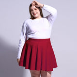 Woochic Jupe Plissée Rétro Évasée Haute Taille Élastique pour Femme