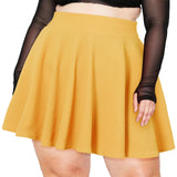 Woochic Jupe Plissée Rétro Évasée Haute Taille Élastique pour Femme Jaune L