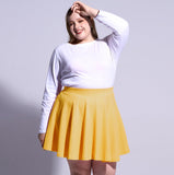 Woochic Jupe Plissée Rétro Évasée Haute Taille Élastique pour Femme