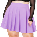 Woochic Jupe Plissée Rétro Évasée Haute Taille Élastique pour Femme Lavande L