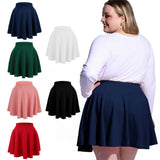 Woochic Jupe Plissée Rétro Évasée Haute Taille Élastique pour Femme
