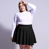Woochic Jupe Plissée Rétro Évasée Haute Taille Élastique pour Femme