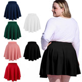 Woochic Jupe Plissée Rétro Évasée Haute Taille Élastique pour Femme