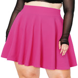 Woochic Jupe Plissée Rétro Évasée Haute Taille Élastique pour Femme