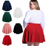 Woochic Jupe Plissée Rétro Évasée Haute Taille Élastique pour Femme