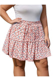 Woochic Jupe courte florale à volants Taille haute élastique Fleur01 XL