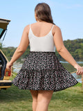 Woochic Jupe courte florale à volants Taille haute élastique