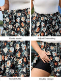 Woochic Jupe courte florale à volants Taille haute élastique