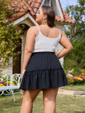 Woochic Jupe courte florale à volants Taille haute élastique