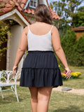 Woochic Jupe courte florale à volants Taille haute élastique